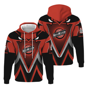 Railspirit Personalized Chicago and North Western Railway Hoodie Vibrant Graphic Pattern Zip Up Hoodie For Train Enthusiasts