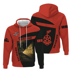 Railspirit Personalized Chicago and North Western Railway Hoodie All Aboard Steam Train Movie Projector Style Zip Up Hoodie