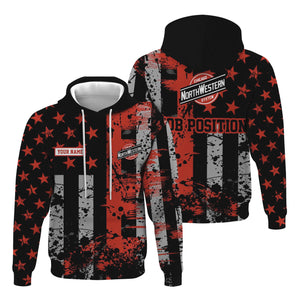 Railspirit Personalized Chicago and North Western Railway Hoodie Artistic Paint American Flag Style Train Zip Up Hoodie