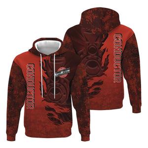Railspirit Personalized Chicago and North Western Railway Hoodie Blazing Style with Custom Position Train Zip Up Hoodie