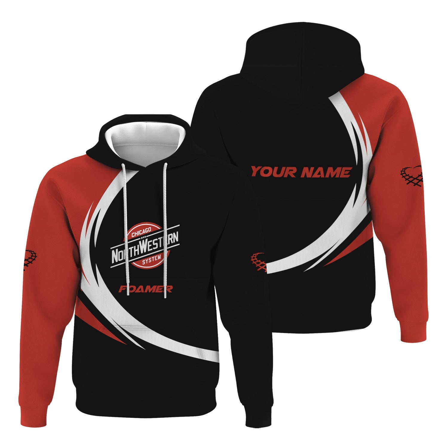 Railspirit Personalized Chicago and North Western Railway Hoodie Unique Graphic Style Zip Up Hoodie For Train Enthusiasts