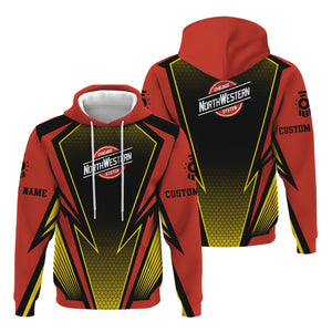 Railspirit Personalized Chicago and North Western Railway Hoodie Lightning Graphic Style Zip Up Hoodie Gift Idea For Train Lover