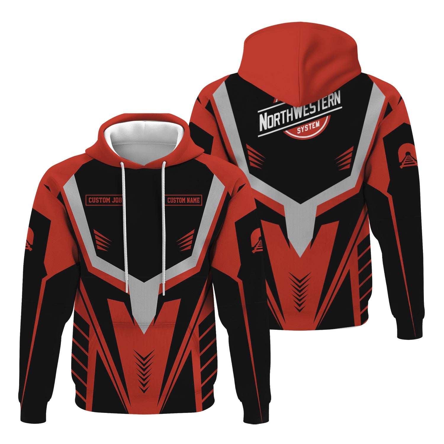 Railspirit Personalized Chicago and North Western Railway Hoodie Workwear-Inspired with Custom Position Train Zip Up Hoodie