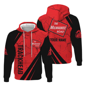 Railspirit Personalized Chicago, Milwaukee, St. Paul and Pacific Railroad Hoodie Crackle Texture Style Milwaukee Road Train Zip Up Hoodie For Trackhead