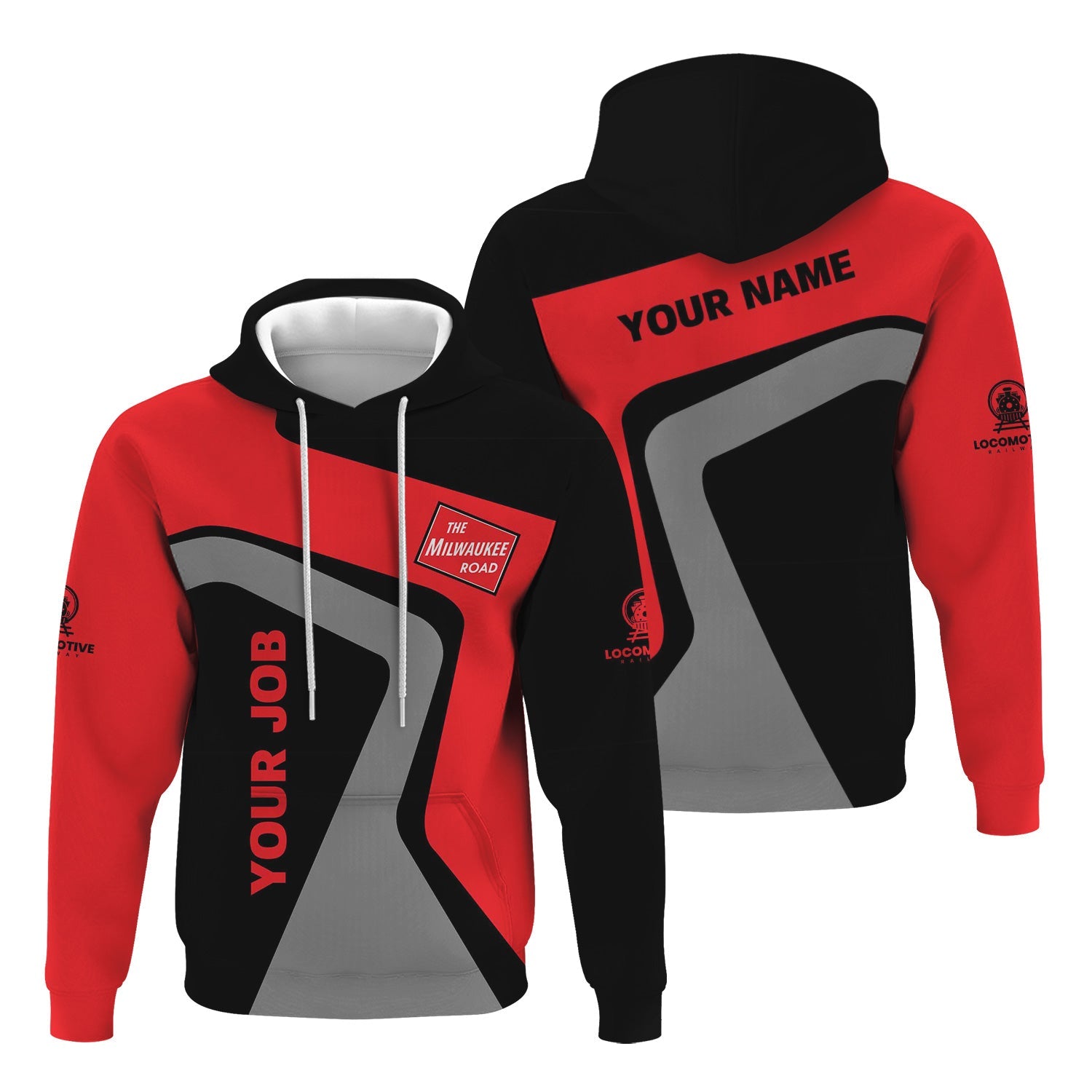 Railspirit Personalized Chicago, Milwaukee, St. Paul and Pacific Railroad Hoodie Unique Design with Custom Job Milwaukee Road Train Zip Up Hoodie