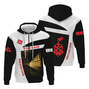 Railspirit Personalized Chicago, Milwaukee, St. Paul and Pacific Railroad Hoodie All Aboard Steam Train Movie Projector Style Milwaukee Road Zip Up Hoodie