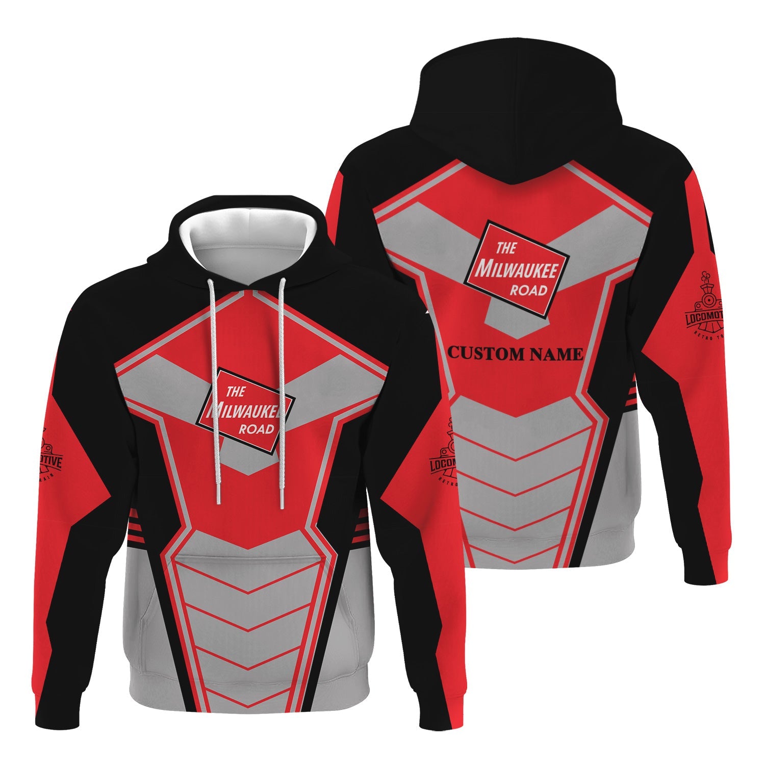 Railspirit Personalized Chicago, Milwaukee, St. Paul and Pacific Railroad Hoodie Engine-Inspired Style Milwaukee Road Train Zip Up Hoodie