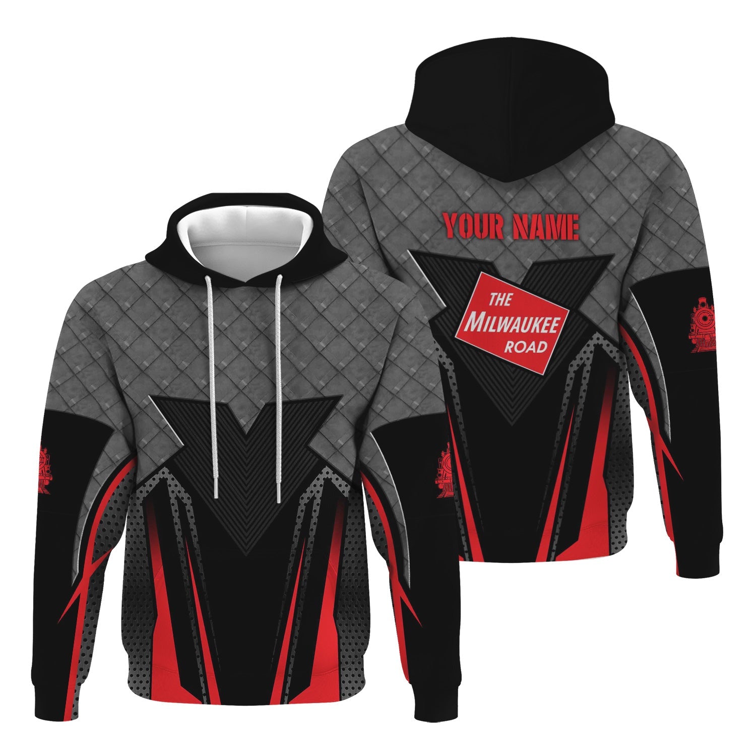 Railspirit Personalized Chicago, Milwaukee, St. Paul and Pacific Railroad Hoodie Rugged Steel Vibes Milwaukee Road Train Zip Up Hoodie All Over Print