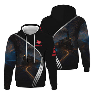 Railspirit Personalized Chicago, Milwaukee, St. Paul and Pacific Railroad Hoodie Steampunk with Custom Year Milwaukee Road Train Zip Up Hoodie
