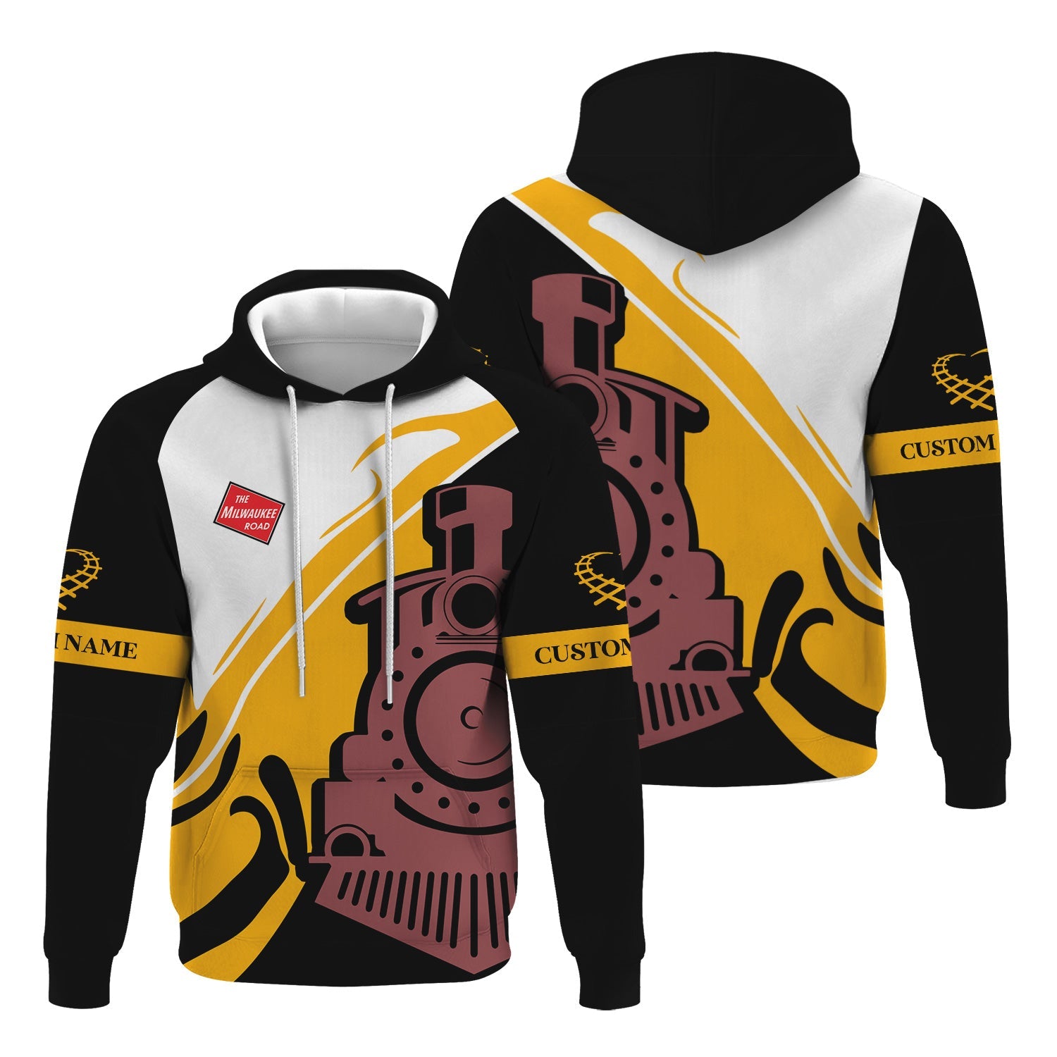 Railspirit Personalized Chicago, Milwaukee, St. Paul and Pacific Railroad Hoodie Flame-Inspired Style Milwaukee Road Zip Up Hoodie