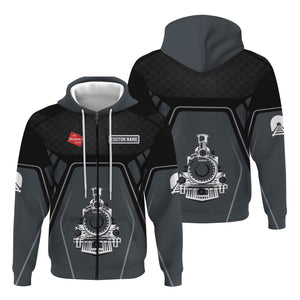 Railspirit Personalized Chicago, Milwaukee, St. Paul and Pacific Railroad Hoodie Steam Locomotive Engine Graphic Milwaukee Road Train Zip Up Hoodie