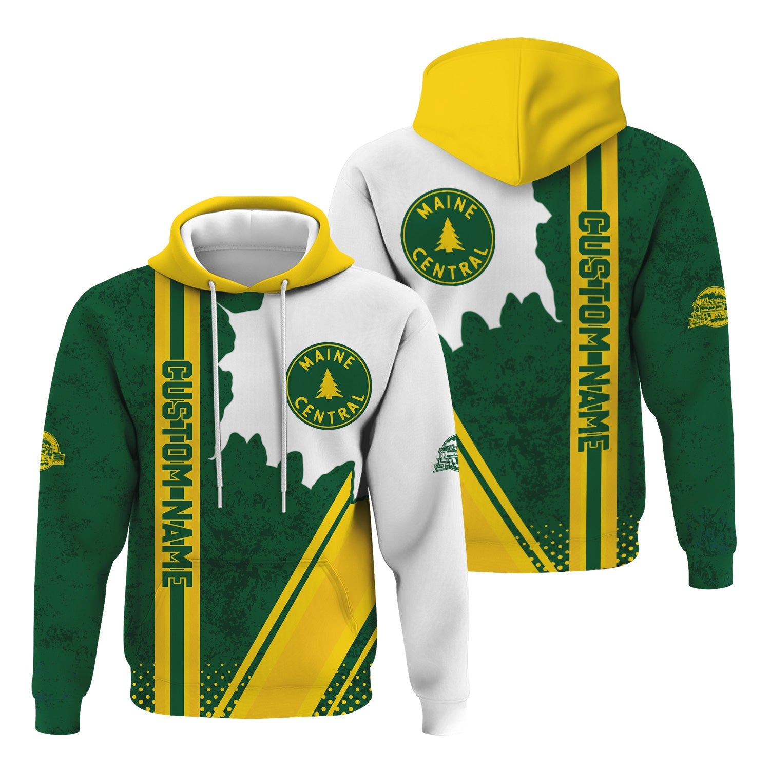 Railspirit Personalized Maine Central Railroad Hoodie All Over Printed Unisex Zip Up Hoodie