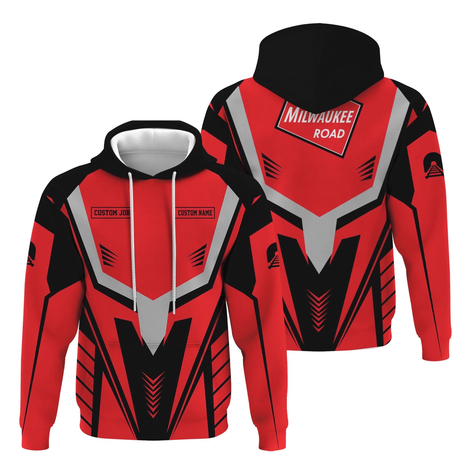 Railspirit Personalized Chicago, Milwaukee, St. Paul and Pacific Railroad Hoodie Workwear-Inspired Custom Position Milwaukee Road Train Zip Up Hoodie