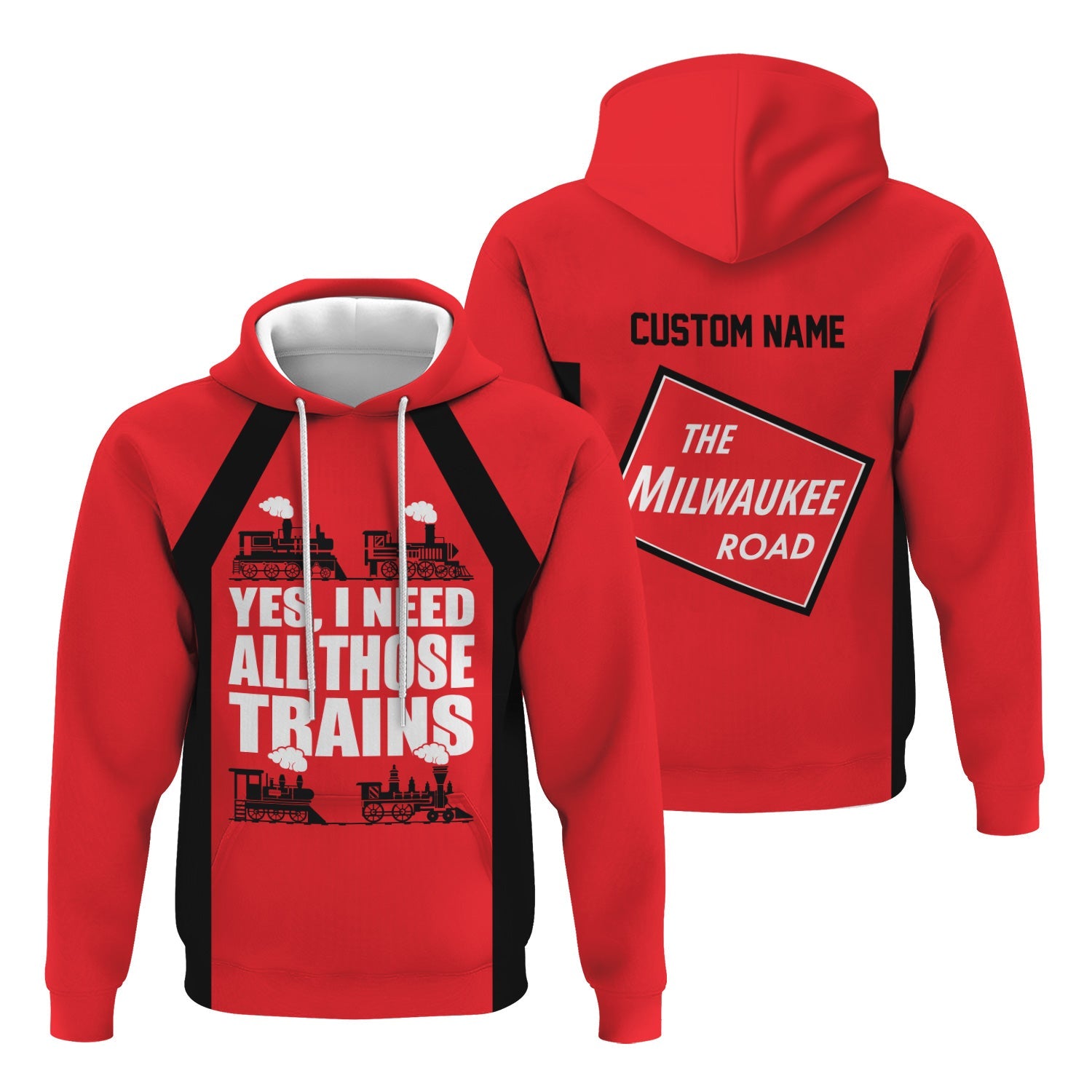 Railspirit Custom Name Chicago, Milwaukee, St. Paul and Pacific Railroad Hoodie Yes I Need All Those Train Milwaukee Road Printed Zip Hoodie