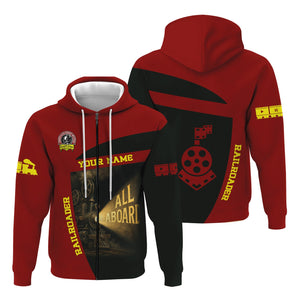 Railspirit Personalized Denver and Rio Grande Western Railroad Hoodie All Aboard Steam Train Movie Projector Style Zip Up Hoodie
