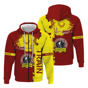 Railspirit Personalized Denver and Rio Grande Western Railroad Hoodie Engine Heartbeat and Track Love Style Zip Up Hoodie Gift Idea For Train Lovers