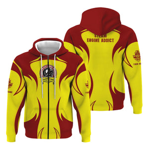 Railspirit Personalized Denver and Rio Grande Western Railroad Hoodie Distinctive Flame Style Zip Up Hoodie For Steam Engine Addict