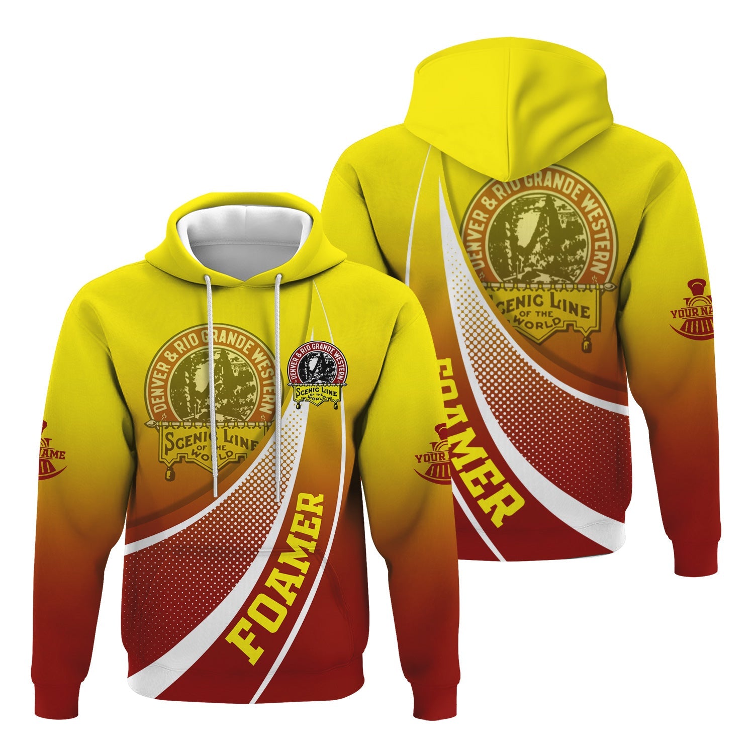 Railspirit Personalized Denver and Rio Grande Western Railroad Hoodie Railway-Themed Style Zip Up Hoodie Gift Idea For Trainspotter