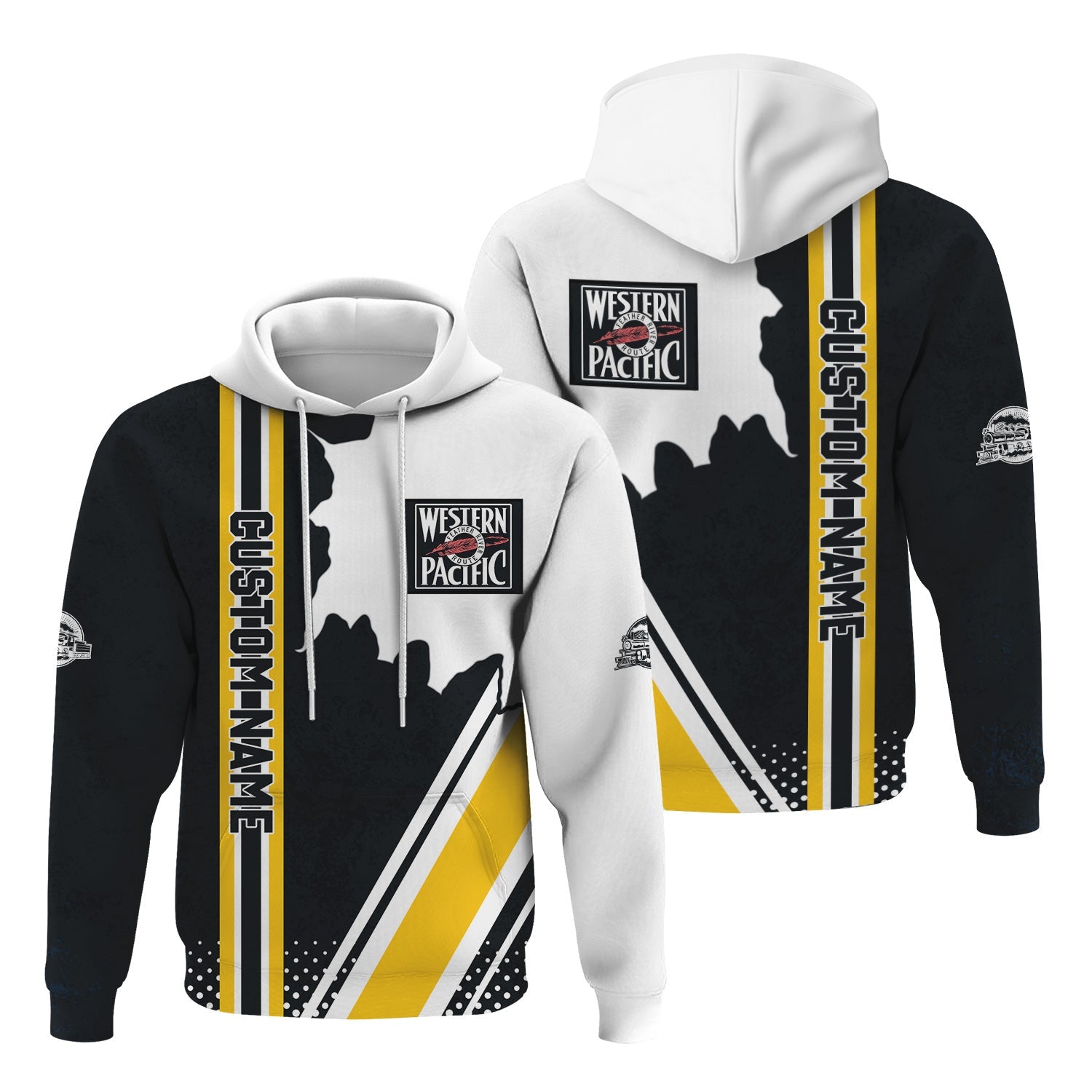 Railspirit Personalized Western Pacific Railroad Hoodie All Over Printed Unisex Zip Up Hoodie