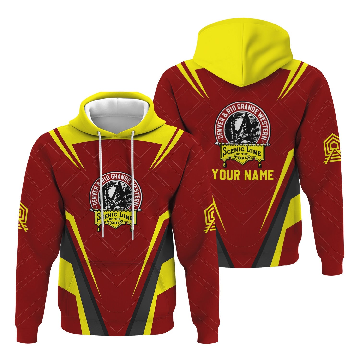 Railspirit Personalized Denver and Rio Grande Western Railroad Hoodie Railway Inspired Apparel Train Zip Up Hoodie For Train Lovers