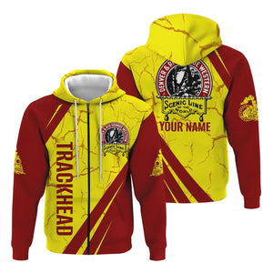 Railspirit Personalized Denver and Rio Grande Western Railroad Hoodie Crackle Texture Style Train Zip Up Hoodie For Trackhead