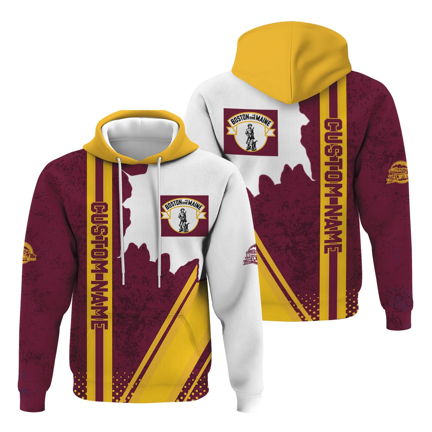 Railspirit Personalized Boston and Maine Railroad Hoodie All Over Printed Unisex Zip Up Hoodie