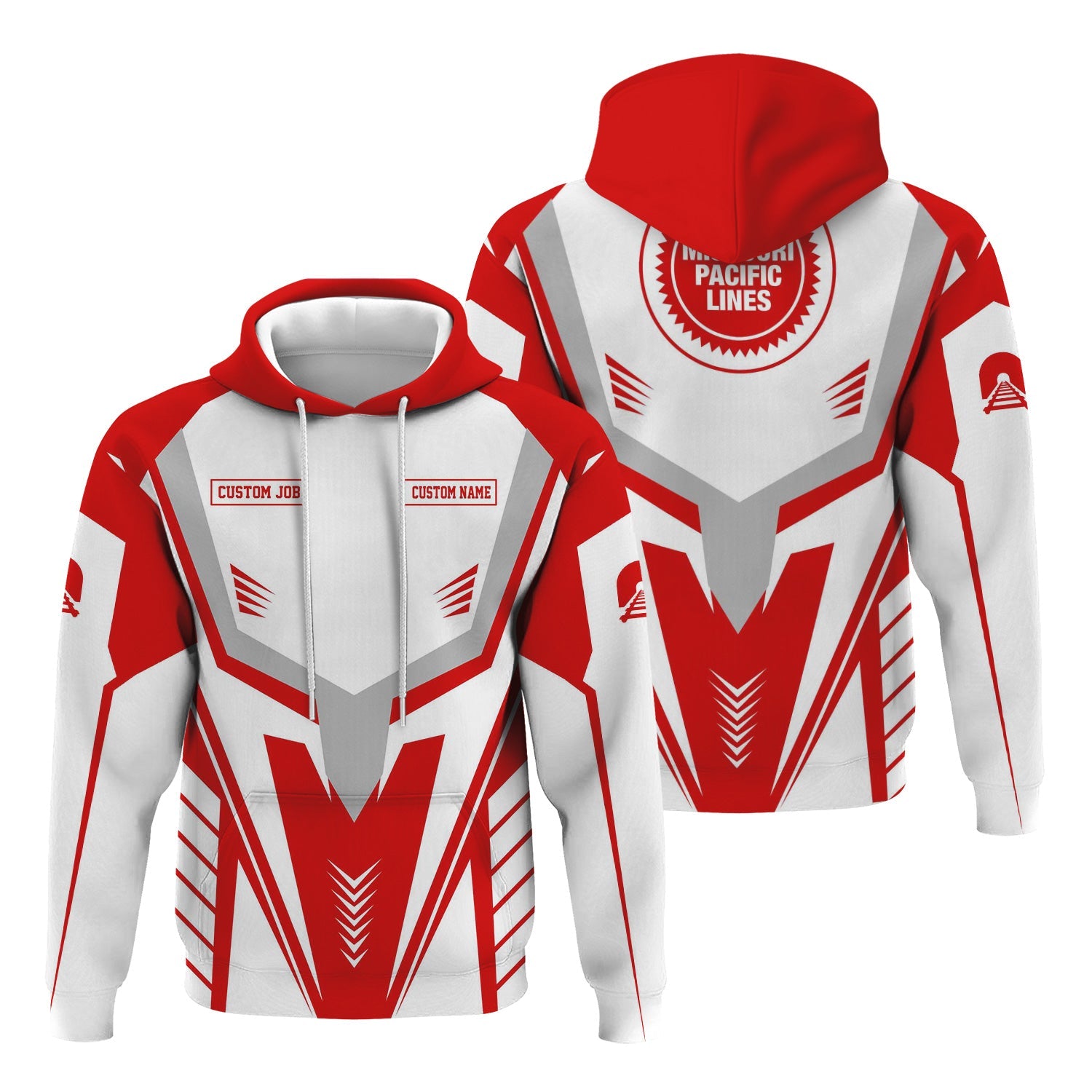 Railspirit Personalized Missouri Pacific Railroad Hoodie Workwear-Inspired with Custom Position Train Zip Up Hoodie