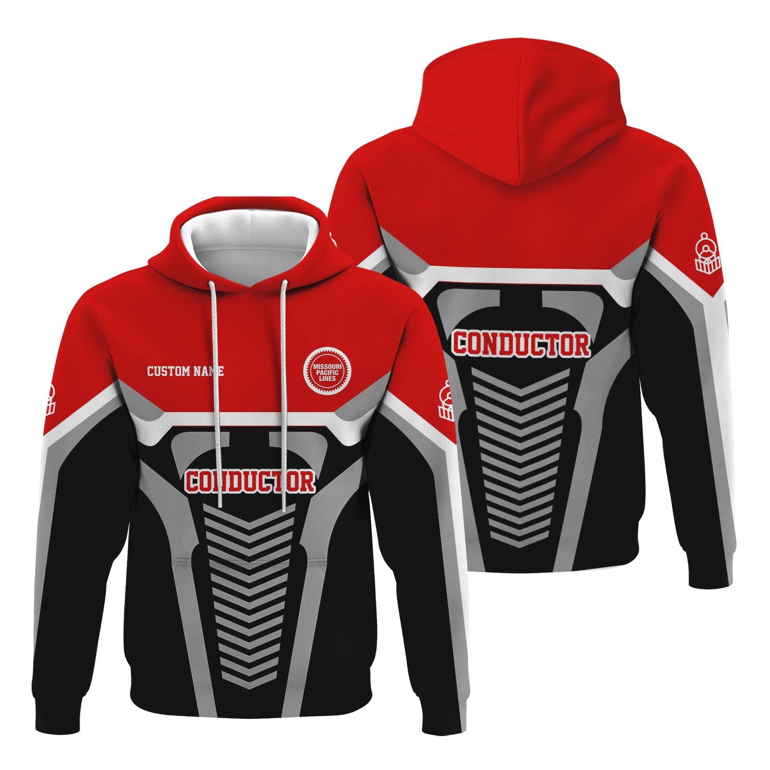 Railspirit Personalized Missouri Pacific Railroad Hoodie Track-Inspired with Custom Job Position Train Zip Up Hoodie
