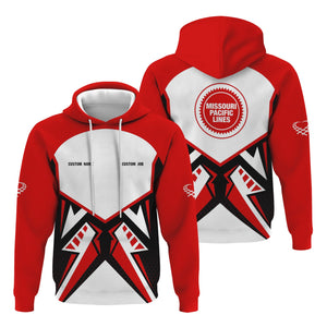 Railspirit Personalized Missouri Pacific Railroad Hoodie Vibriant Style with Custom Position Train Zip Up Hoodie