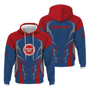 Railspirit Personalized Missouri Pacific Railroad Hoodie Futuristic Design with Custom Job Train Zip Up Hoodie