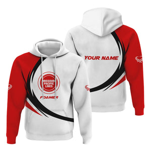 Railspirit Personalized Missouri Pacific Railroad Hoodie Unique Graphic Style Zip Up Hoodie For Train Enthusiasts