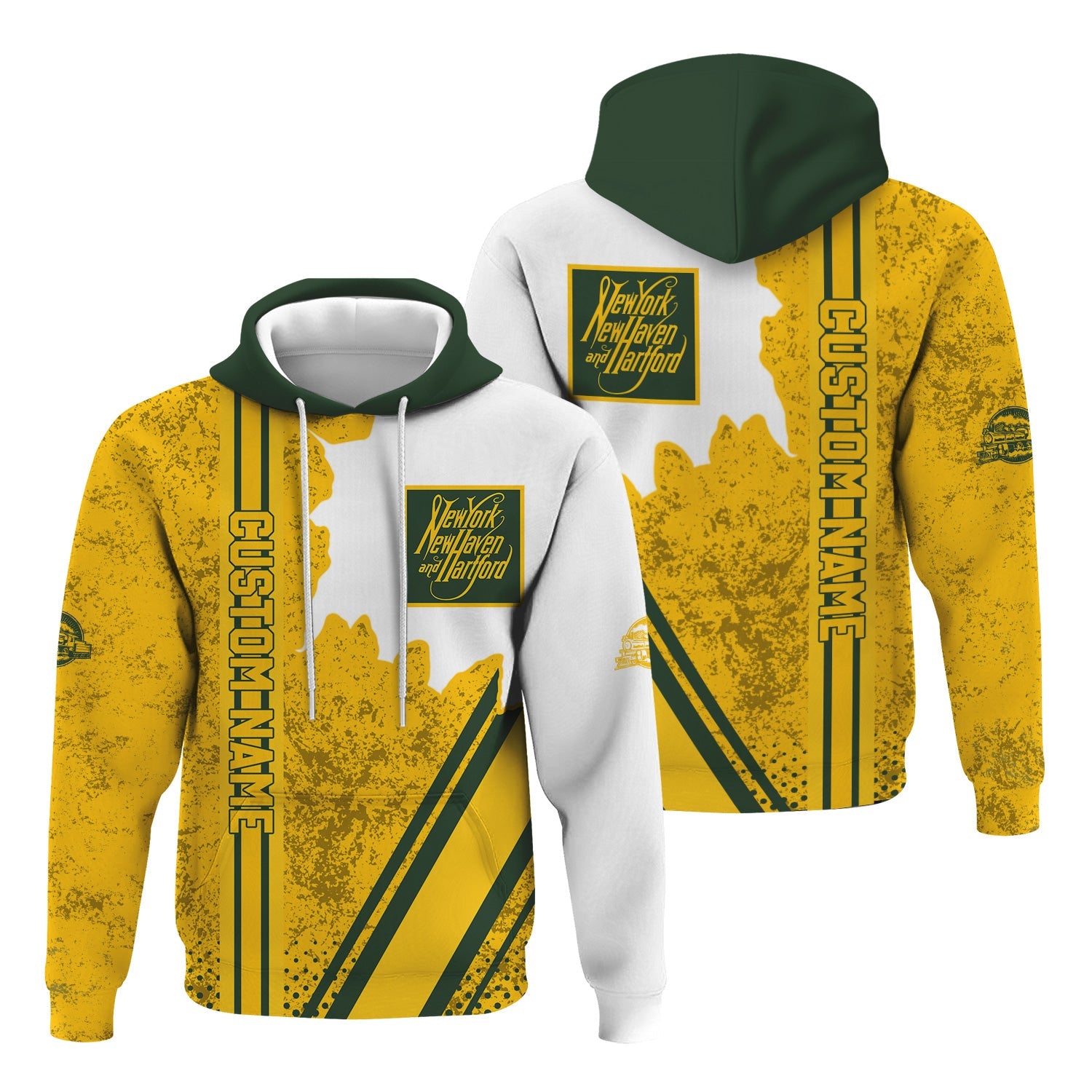 Railspirit Personalized New York, New Haven and Hartford Railroad Hoodie New Haven Railroad All Over Printed Unisex Zip Up Hoodie