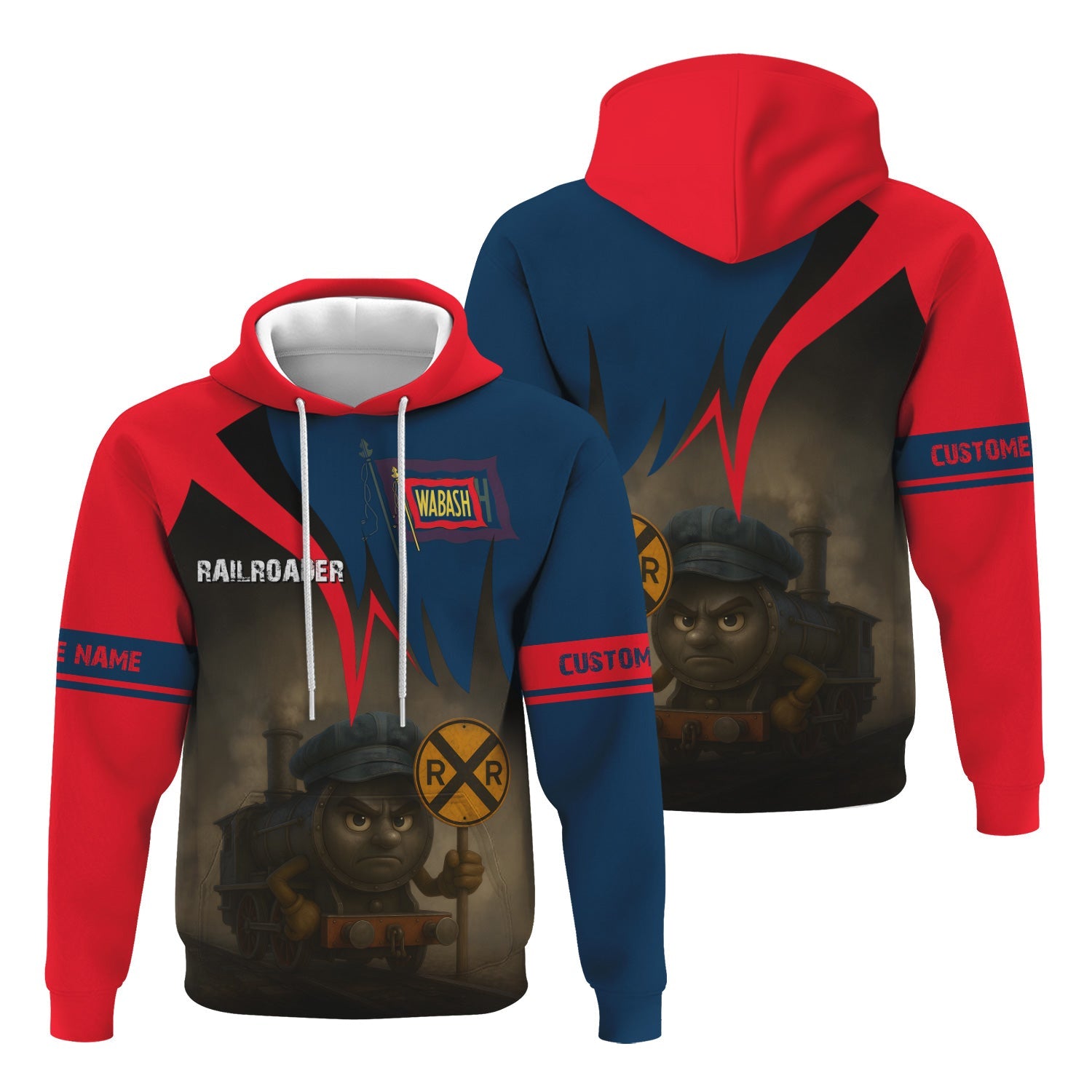 Railspirit Personalized Wabash Railroad Hoodie Angry Train Hoodie Gift Idea For Train Lover