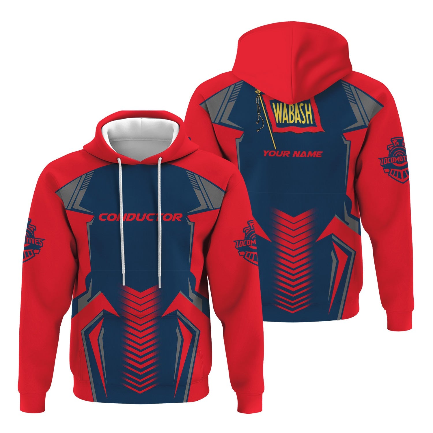 Railspirit Personalized Wabash Railroad Hoodie Standout Style with Custom Position Train Zip Up Hoodie