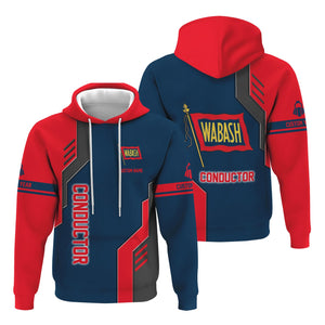 Railspirit Personalized Wabash Railroad Hoodie Unique Railway Style with Custom Job Train Zip Up Hoodie