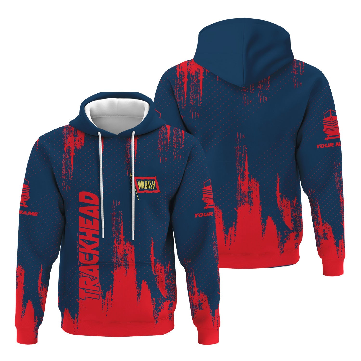 Railspirit Personalized Wabash Railroad Hoodie Paint Impact Design Train Zip Up Hoodie for Trackhead