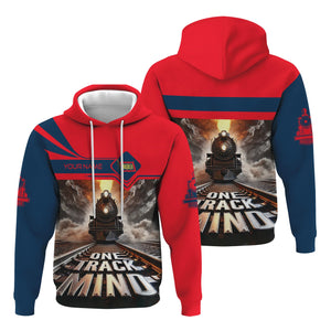 Railspirit Personalized Wabash Railroad Hoodie One Track Mind Train Printed ZIp Up Hoodie
