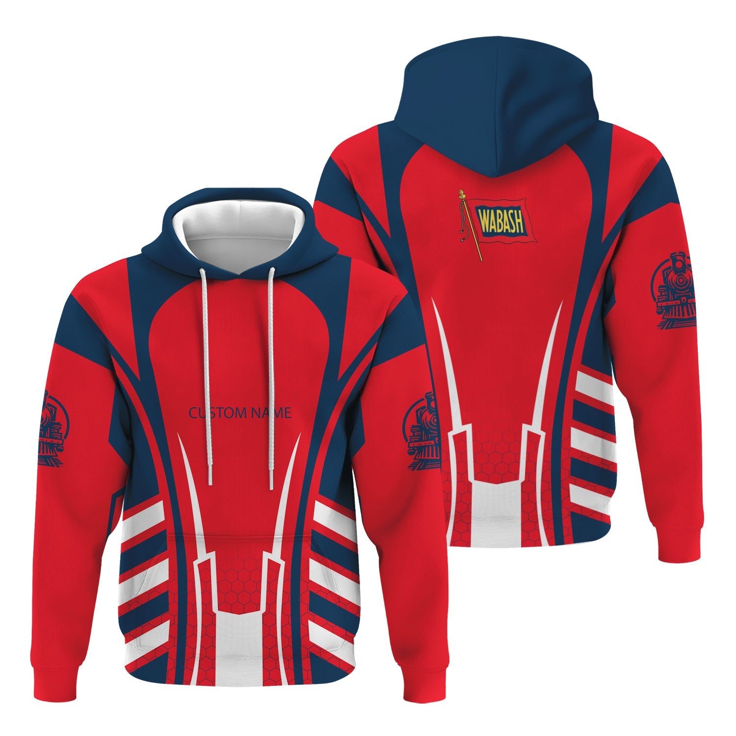 Railspirit Personalized Wabash Railroad Hoodie Striped Railroad Style Train Zip Up Hoodie All Over Print