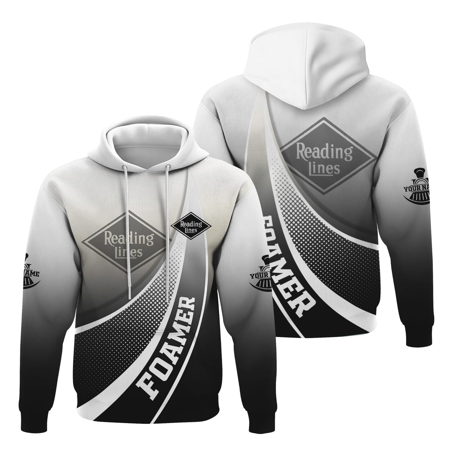 Railspirit Personalized Reading Railroad Hoodie Railway-Themed Style Zip Up Hoodie Gift Idea For Trainspotter