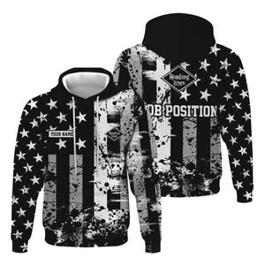 Railspirit Personalized Reading Railroad Hoodie Artistic Paint American Flag Style Train Zip Up Hoodie