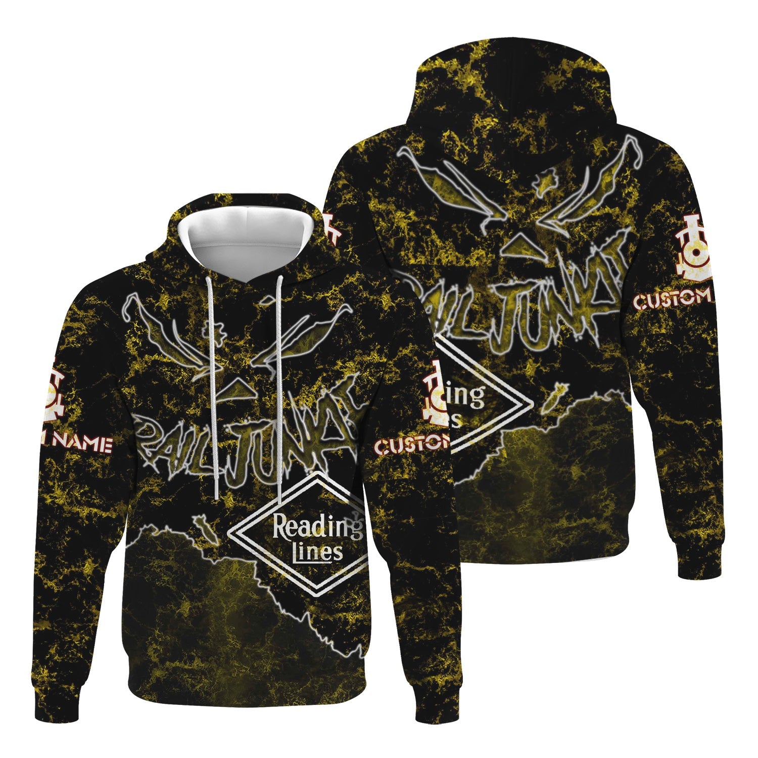 Railspirit Personalized Reading Railroad Hoodie Torn Graphic Style Train Zip Up Hoodie For Rail Junkie