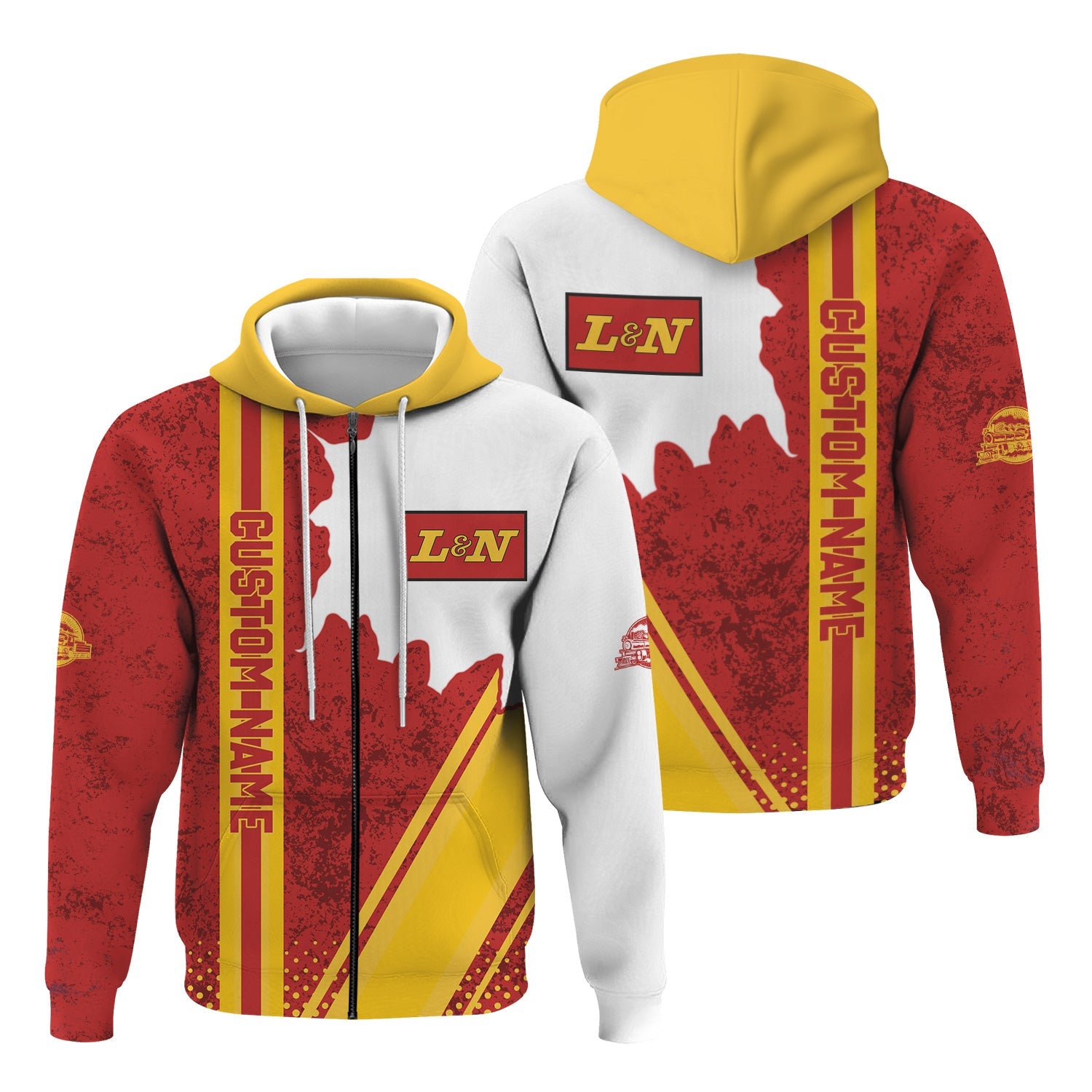 Railspirit Personalized Louisville and Nashville Railroad Hoodie L&N All Over Printed Unisex Zip Up Hoodie