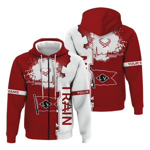 Railspirit Personalized Lehigh Valley Railroad Hoodie Engine Heartbeat and Track Love Style Zip Up Hoodie Gift Idea For Train Lovers