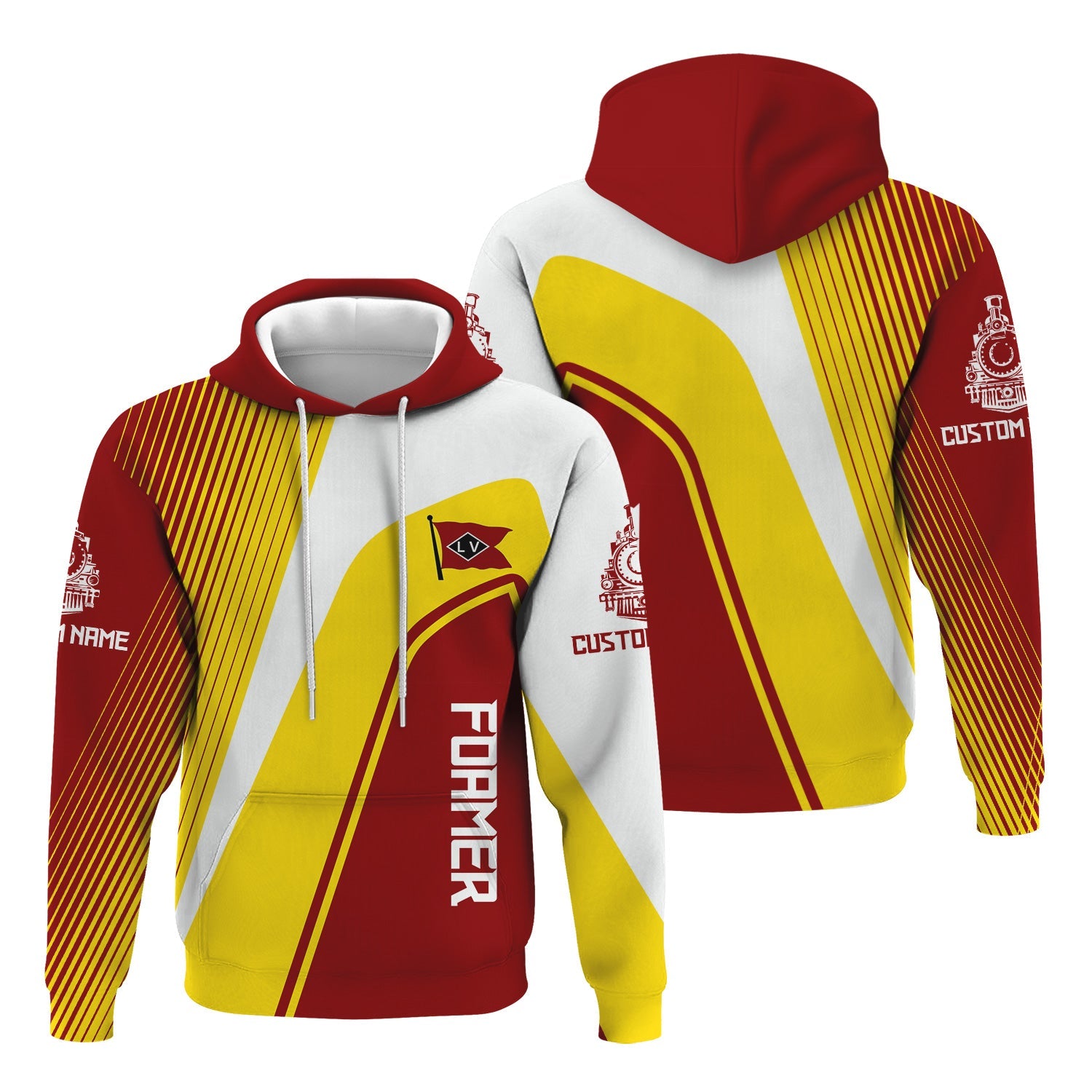 Railspirit Personalized Lehigh Valley Railroad Hoodie Vibrant Striking Style Zip Up Hoodie For Rail Enthusiasts