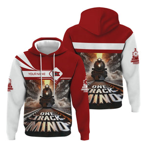 Railspirit Personalized Lehigh Valley Railroad Hoodie One Track Mind Train Printed ZIp Up Hoodie