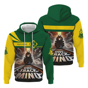 Railspirit Personalized Maine Central Railroad Hoodie One Track Mind Train Printed ZIp Up Hoodie