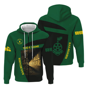 Railspirit Personalized Maine Central Railroad Hoodie All Aboard Steam Train Movie Projector Style Zip Up Hoodie