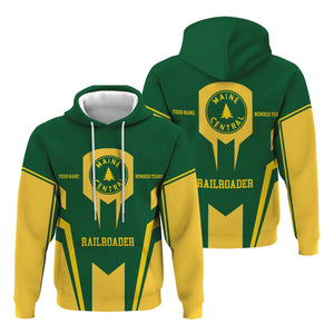 Railspirit Personalized Maine Central Railroad Hoodie Custom Year Railroader Zip Up Hoodie Gift Idea For Train Lover