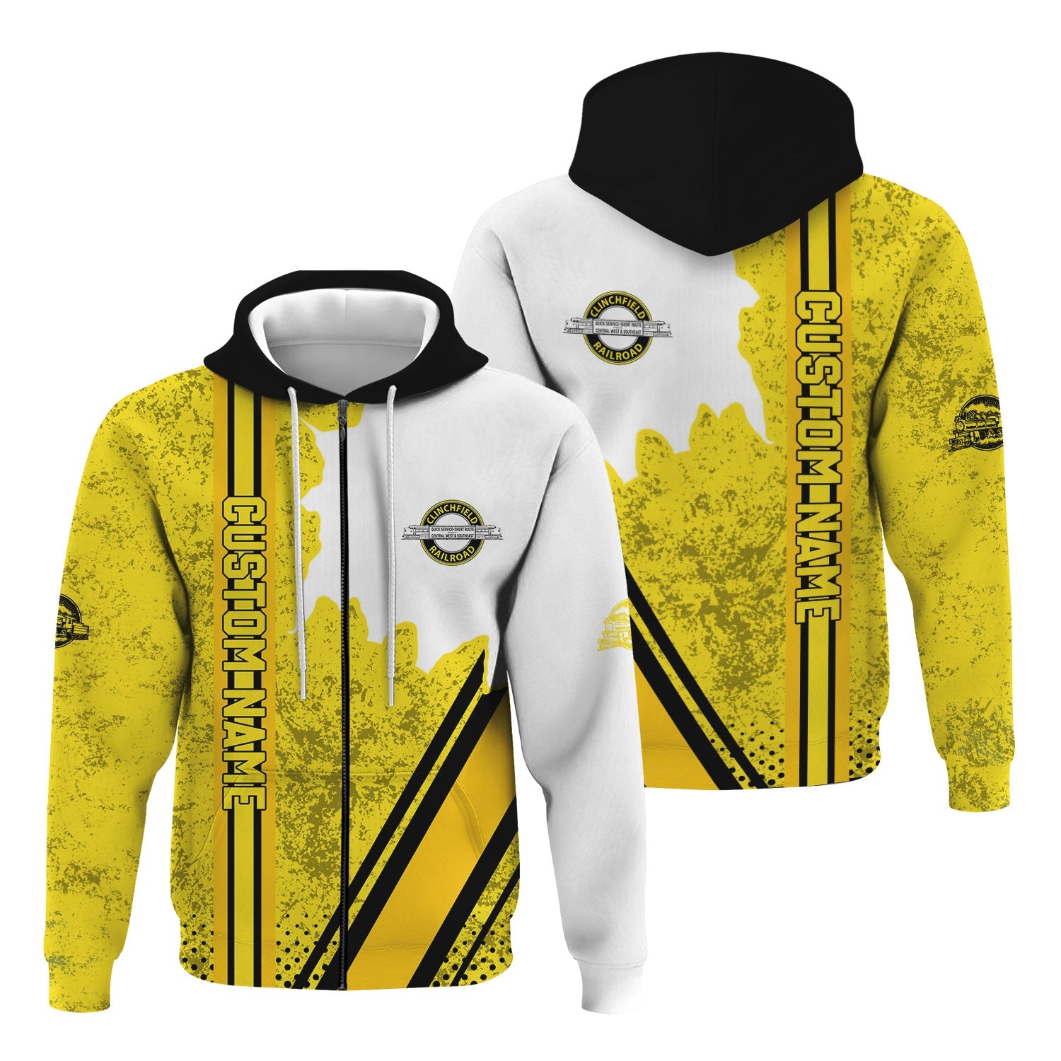 Railspirit Personalized Clinchfield Railroad Hoodie All Over Printed Unisex Zip Up Hoodie