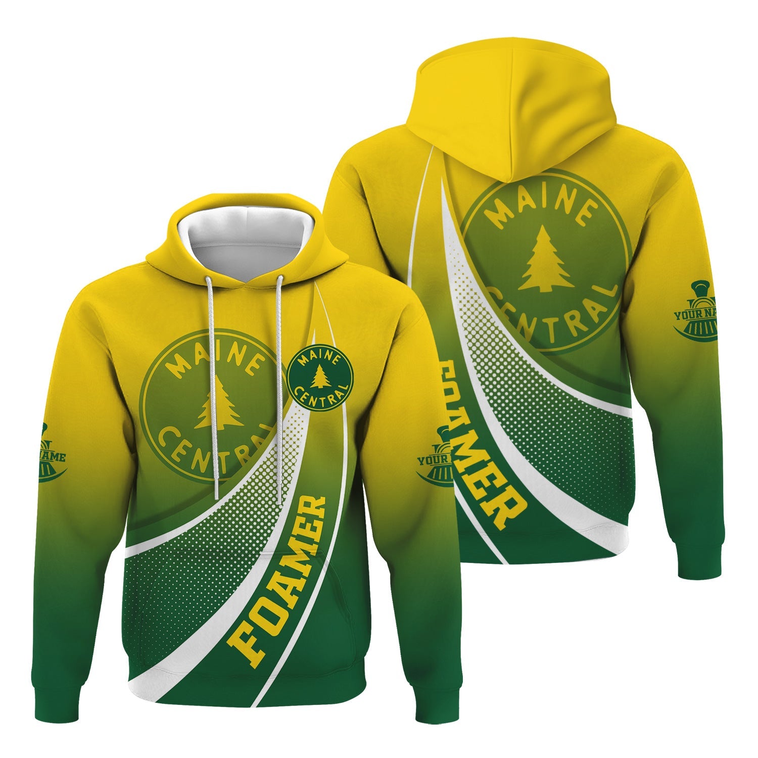Railspirit Personalized Maine Central Railroad Hoodie Railway-Themed Style Zip Up Hoodie Gift Idea For Trainspotter